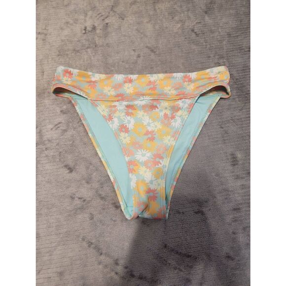 Aeropostale Bikini Bottom Women M High Rise Floral Boho Pink Yellow Blue - Picture 1 of 3